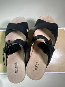 Michael Kors Sawyer Pantolette Schwarz Leder Größe 6,5M - Bild 1 von 9