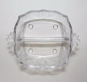 Fostoria Navarra Barroco Transparente 2 Piezas Manejado Relish 7.75" Grabado #327 De Colección - Imagen 1 de 9