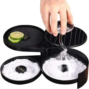 Rotating Salt Rimmer Box 3 Tier Spice Container Juice Cocktail Seasoning - Picture 1 of 12