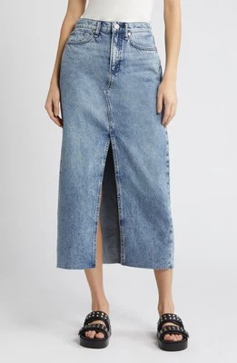NWT $248 rag & bone Clara Denim Midi Skirt in Elle 24 - Image 1 of 4
