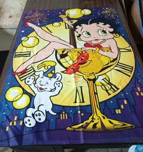 Betty Boop und Hund lebendig Silvester Urlaub Flagge Wandbild Wein Prost 27x39 - Bild 1 von 12