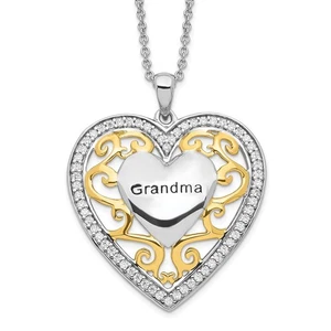 Collar corazón abuela chapado en oro plata esterlina Sentimental Expressions 18 pulgadas... - Imagen 1 de 6