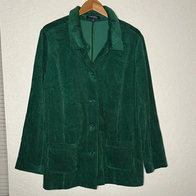 NUEVO Chaqueta Blazer Chadwicks of Boston Forest Verde Pana Para Mujer’s Bolsillos XL Foto 1 de 4