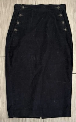 Falda Lápiz Max Mara Azul Marino Pana Detalle Botones Midi Talla 6 Italia Forrada Foto 1 de 4