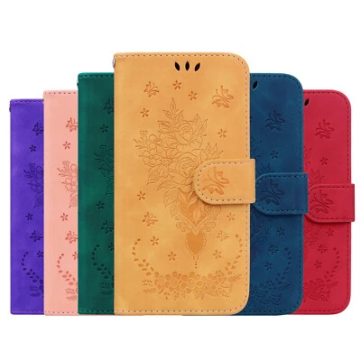 Flip Stand Printing Rose Butterfly Phone Case For Samsung S23 Ultra S10 S21 S20  - Image 1 of 4