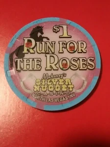 SILVER NUGGET CASINO LAS VEGAS, NEVADA RUN FOR THE ROSES LOGO $1.00 GAMING CHIP! - Picture 1 of 3