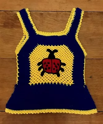 Suéter Chaleco Tejido Pullover Niñas Sin Mangas Ladybug Años 70 Talla 8/10 De Colección Foto 1 de 4