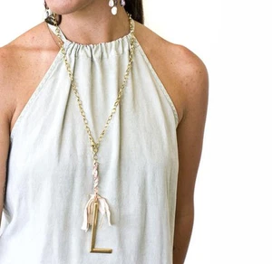John Wind Schmuck Halskette Lariat Band Gold große Initiale Geschenk Maximal Art - Bild 1 von 3