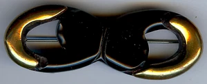 VINTAGE BLACK BAKELITE & CLAD GOLD PIN BROOCH - Picture 1 of 2