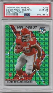 2020 Panini Mosaic C. Edwards Helaire  Green Mosaic RC #266  PSA 10 Gem Mint - Picture 1 of 2