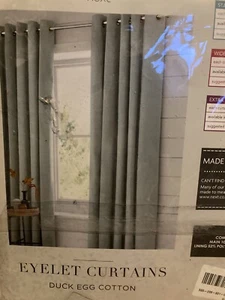 Next Size 117W* 137 D Duck Egg Eyelet Lined Curtains 46* 53 Inches New Home Dec - Picture 1 of 12