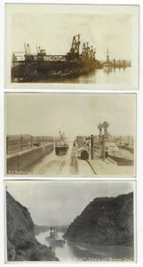 Lot 3 RPPC 1920s/30s Panama Canal US Battleship Freighter Culebra Cut Galun Lock - Picture 1 of 7