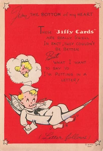 WWII VINTAGE JIFFY CARD SAILOR TO SWEETHEART 1943 VINTAGE POSTCARD 073124 T - Picture 1 of 2