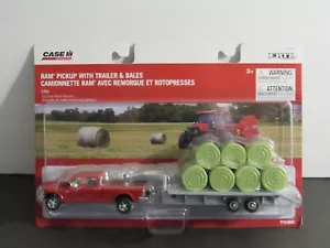 ERTL Case IH Dodge Ram Pickup w/ Gooseneck Trailer & 11 Round Bales 1:64 NISP - Picture 1 of 9