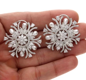 Elegant Pearl CZ Stud Earrings for Women Jewelry - Bild 1 von 5