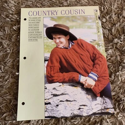 VINTAGE CREATIVE NEEDLES PATTERN COUNTRY COUSINS KNITTING PATTERN IN CHUNKY YARN - Image 1 of 3