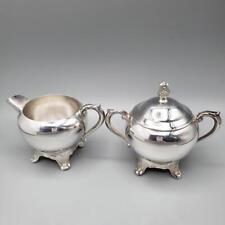 Rogers Silver Plated Floral Acanthus Footed Cream Sugar Set EXCELLENT CONDITION