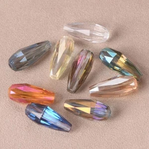 10 cuentas sueltas de vidrio facetado lágrima larga de 18x8 mm para hacer joyas - Imagen 1 de 17