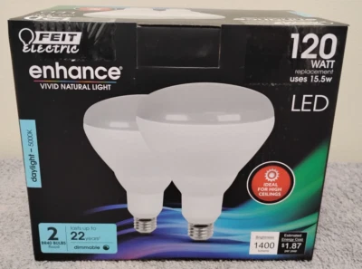 FEIT ELECTRIC ENHANCE VIVID NATURAL LIGHT 120 WATT 2 BR40 BULBS. (03) - Image 1 of 4