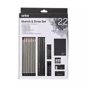 22 Pack Professional Sketch And Drawing Set Pencils And Sketch Art Tools New Au* - Picture 1 of 10