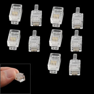 10 pièces 4P4C RJ09 prises téléphone connecteur jack modulaire adaptateur plastique transparent - Photo 1/1