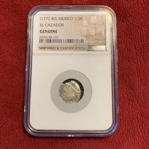 EL CAZADOR Shipwreck NGC (1772-83) Mexico 1/2 Real Sea Salvaged Sunken Treasure - Picture 1 of 8