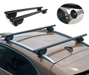 Black Cross Bars For Roof Rails To Fit Peugeot 3008 (2017 75KG Lockable - Picture 1 of 9