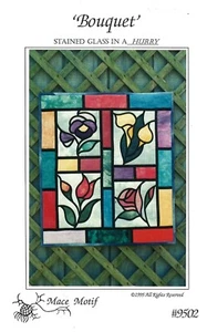 1995 Mace Motif #9502 Bouquet Stained Glass in a Hurry sewing pattern uncut - Picture 1 of 3