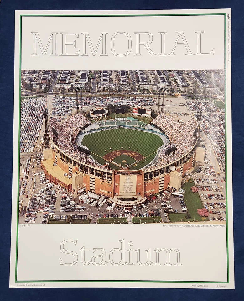 Baltimore Orioles Memorial Stadium Poster 1954-1991 Final Opening Day Print - Image 1 of 1
