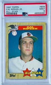PSA 9 CAL RIPKEN JR. 1987 TOPPS ALL-STAR SHORTSTOP CARD #609  BALTIMORE ORIOLES - Picture 1 of 2