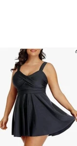 Aqua Eve Women Plus Size Tankini Swimsuit Two Piece Black with Shorts 16W - Picture 1 of 6