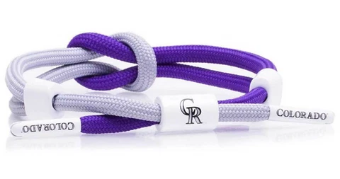 Rastaclat Baseball Colorado Rockies Outfield Knotted Bracelet - Silver & Purple Cover