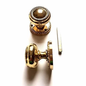 Georgian Polished Brass Sprung Mortice Door Knobs 54mm Diameter Rose -50mm Knob - Picture 1 of 1