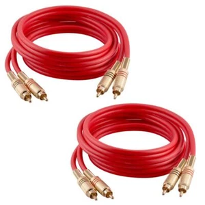 2 Pack of Premium 6 Foot Red Dual RCA Male to Dual RCA Male Audio Patch Cables - Picture 1 of 3