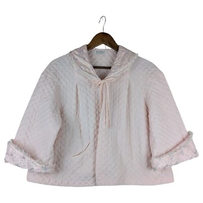 De Colección Barbizon Ropa de Dormir Chaqueta Para Mujer M Rosa Dream Puff Acolchada Encaje Frente Abierto Foto 1 de 4