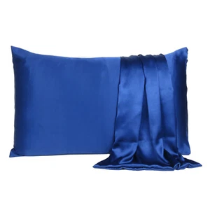 Luxurious Satin Silk Pillowcase Soft Bedding Standard Queen King Pillow Cover - Picture 1 of 249