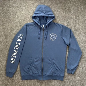 Sea Shepherd Jolly Roger Full Zip Hoodie Adult XXL Blue Defending Ocean Wildlife - Picture 1 of 24
