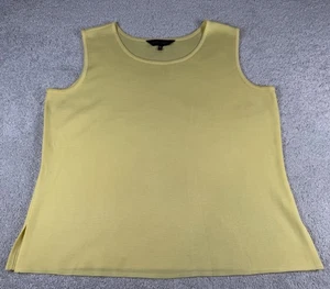 Ming Wang Tank Top Shirt Size 0X ~ Solid Yellow Scoop Sleeveless Side Slit Knit - Picture 1 of 9