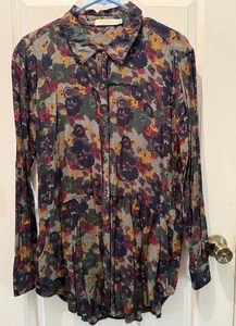 Mod O Doc Button Up Top Floral Pockets Size Large - Picture 1 of 8