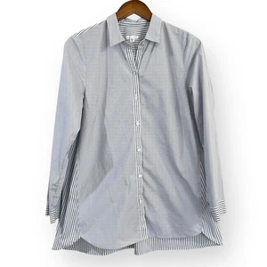 J Jill Button Down Long Sleeve Shirt Tunic Top Blue White Striped Womens Size M - Picture 1 of 9