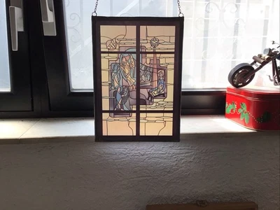 Glasbild Fensterbild Bleiverglasung, Heiligenbild, Maria mit Kind und Engel,￼ - Bild 1 von 3