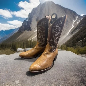 TONY LAMA VINTAGE BLACK LABEL GOLD STAR COWBOY ROCKABILLY BOOTS 14 D MADE IN USA - Picture 1 of 10