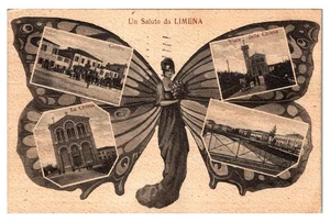 ITALY - UN SALUTO DA LIMENA WOMAN BUTTERLY WINGS FANTASY - OLD POSTCARD - Picture 1 of 2