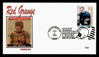 DR WHO 2003 FDC EARLY FOOTBALL HEROES RED GRANGE WII CACHET M60461 - Image 1 of 2