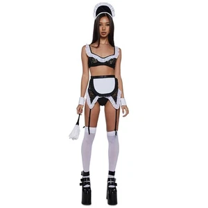 French Maid Costume - Halloween Outfit with Bralette and Skirt by Trickz N' T... - Picture 1 of 6