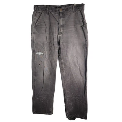 Pantalones de trabajo Carhartt desgastados para hombre gris utilitario carpintero 36 x 32 vintage Foto 1 de 4