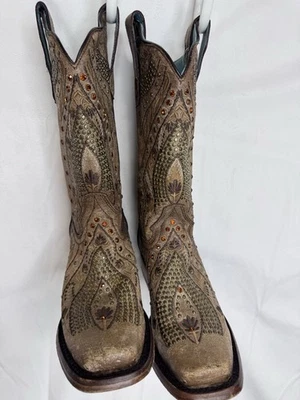 Bota cuadrada Corral para mujer bordada con flores Western nueva talla 7,5 Foto 1 de 4
