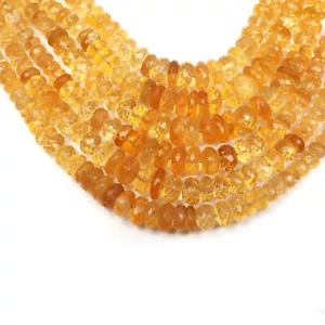 Natural Citrine Gemstone Beads 8 Inch Strand 7-12 MM Rondelle Faceted beads - Picture 1 of 8