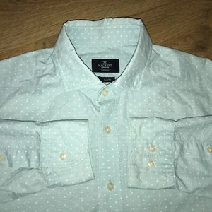 Hackett mens rare Aqua Polka Dot Dobby Slim Fit shirt size M - Picture 1 of 8