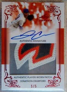 Jonathon Crawford 2013 Leaf Trinity Red Jersey Patch Auto Card #5/5 - Foto 1 di 1